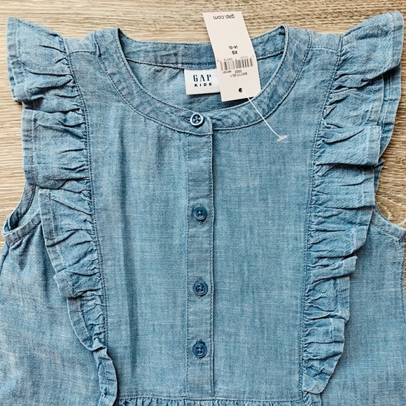 NEW Gap Girls Ruffle Denim Dress Size XS - Picture 4 of 5